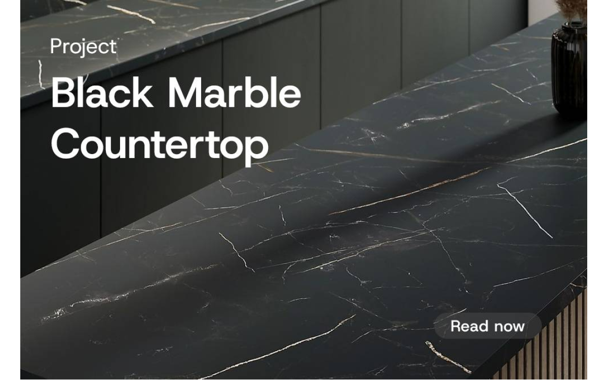 [Project] Black Mineral Stone Laminate Sticker for Kitchen Counter