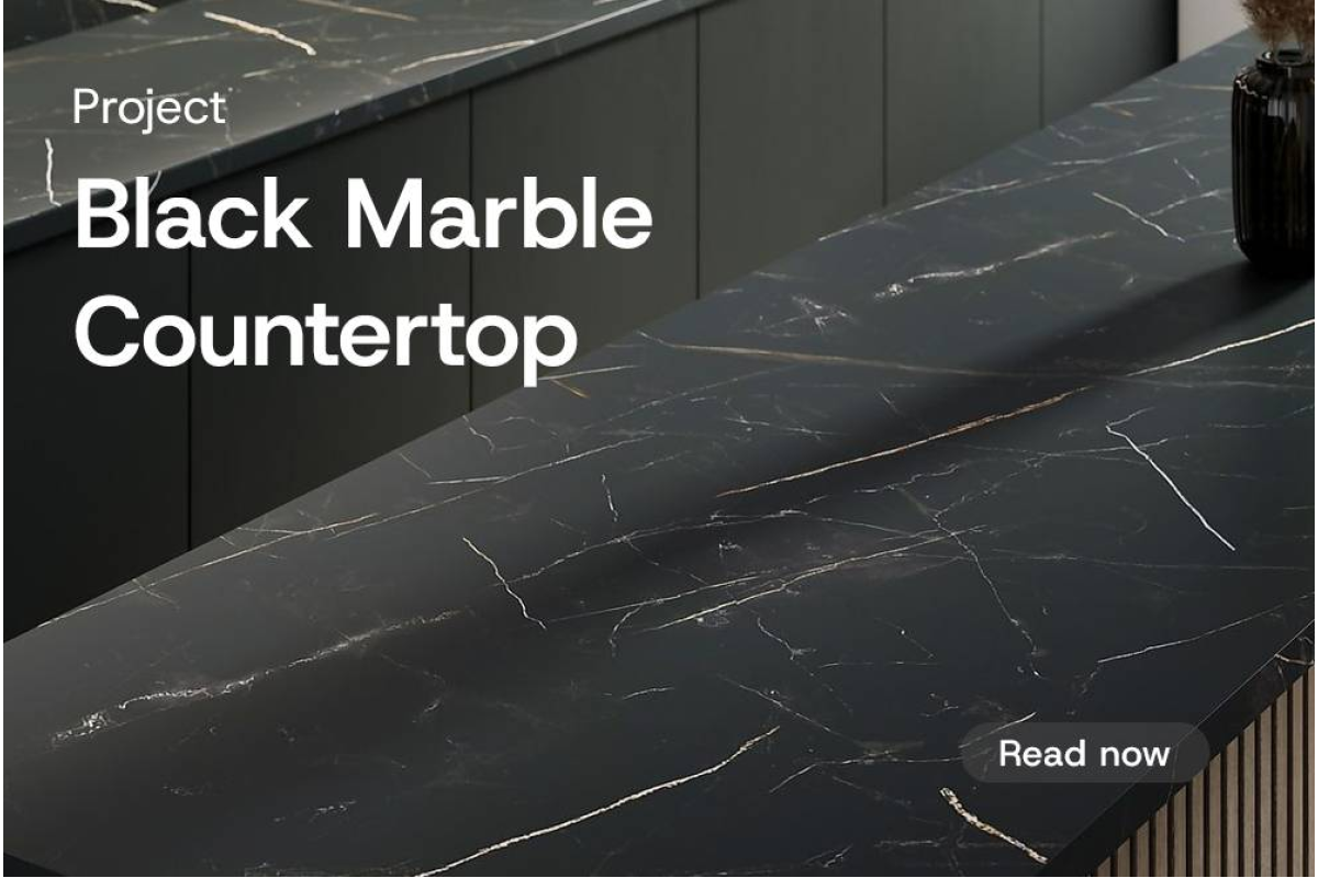 [Project] Black Mineral Stone Laminate Sticker for Kitchen Counter