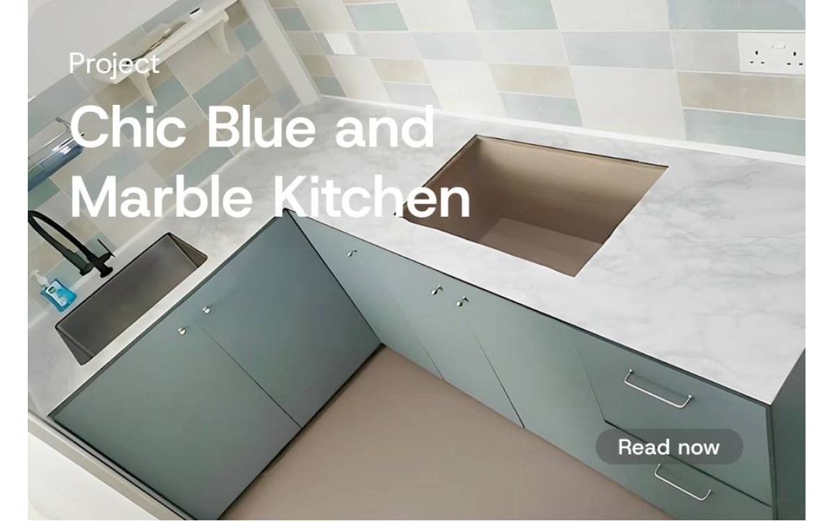 [Project] Blue Marble Kitchen Interior Makeover with Infeel Laminate Sticker