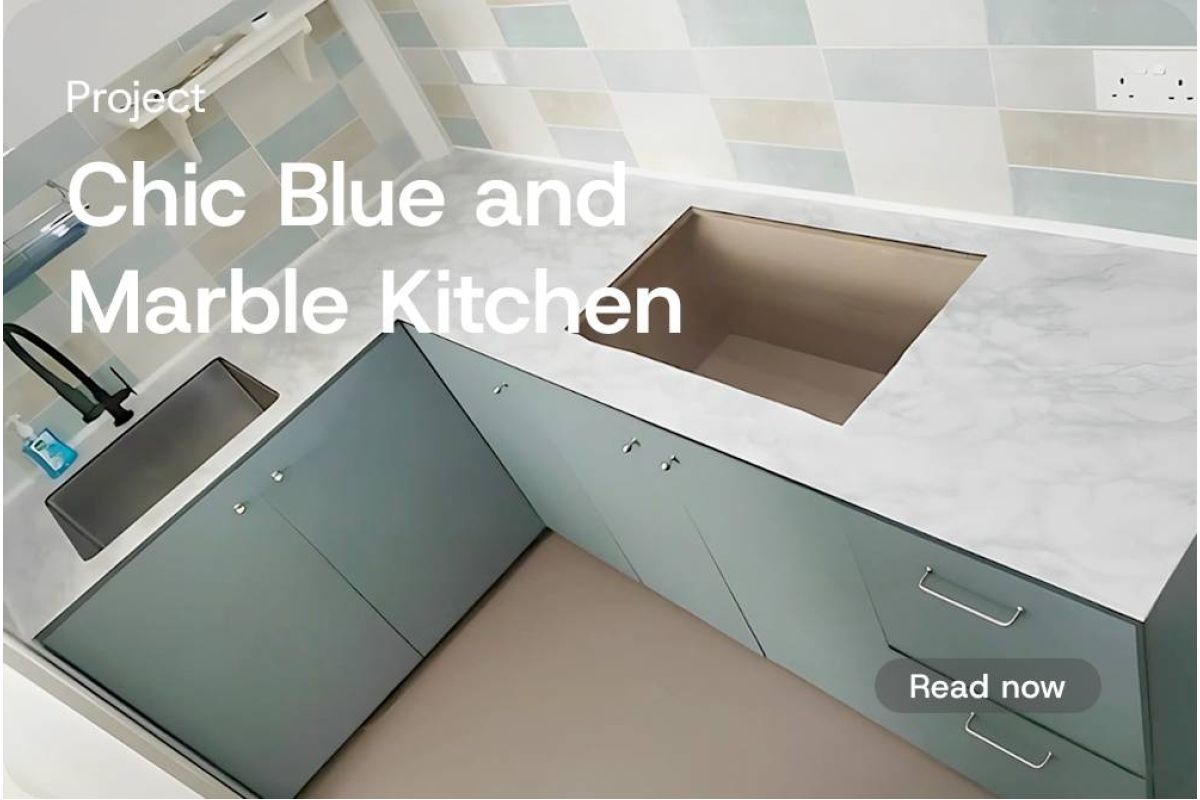 [Project] Blue Marble Kitchen Interior Makeover with Infeel Laminate Sticker