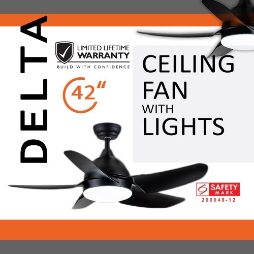 DELTA 42" Ceiling Fan (Tri-Color Light change w Remote access)