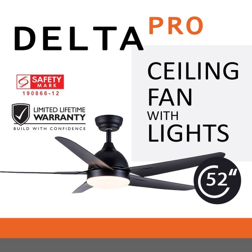 DELTA PRO 52" Ceiling Fan (Tri-Color Light change w Remote access)