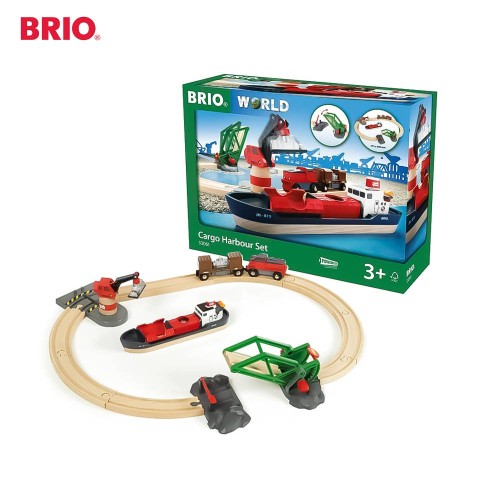 BRIO Cargo Harbour Set - 33061 Premium Kid toys / Wooden Vehicle Transport Figure Set