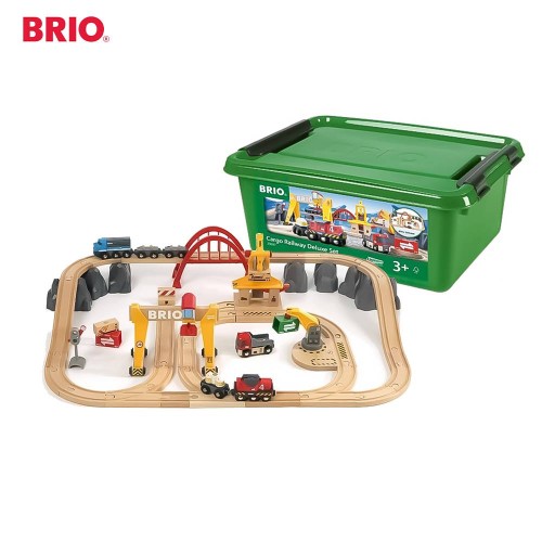 BRIO Cargo Railway Deluxe Set - 33097 Premium Kid toys / Wooden Vehicle Transport Figure