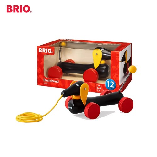 BRIO Dachshund 30332 Premium Kid toys / Wooden Dog Pull Toy Animal Figure