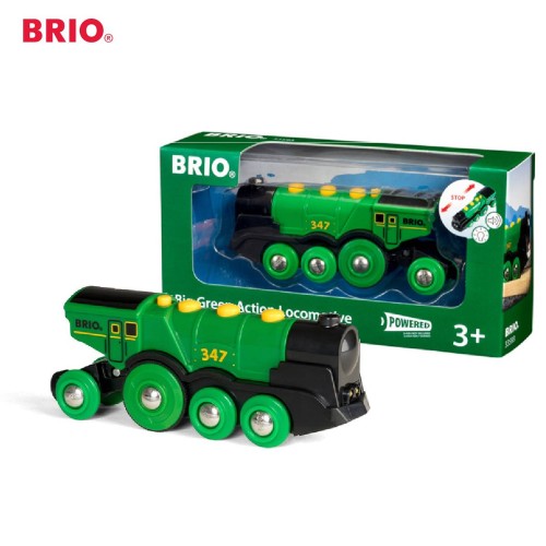 BRIO Big Green Action Locomotive 33593 / Premium Wooden Train Figure / IKEA Kid Toddler Toy