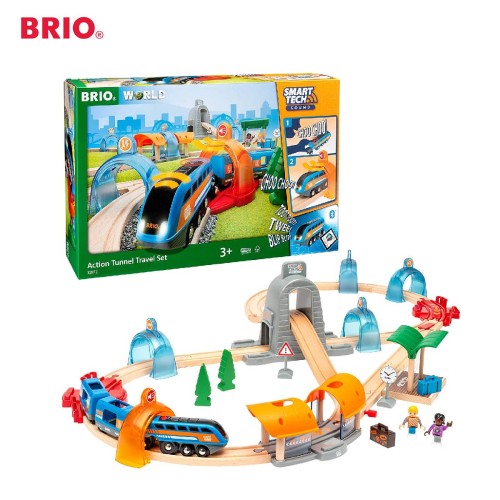 BRIO Action Tunnel Travel Set (Smart Tech Sound) - 33972 Premium Kid toys / Wooden Vehicle Transpor