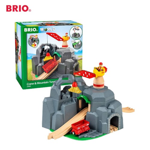 BRIO Crane and Mountain Tunnel - 33889 Premium Kids toys / Wooden Vehicle Transportation Miniature