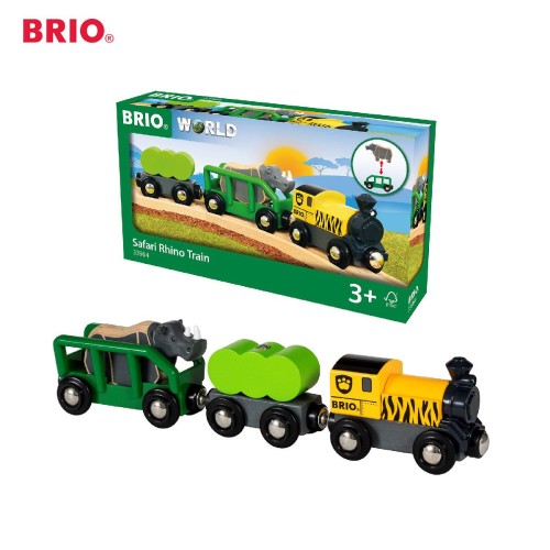 BRIO Safari Rhino Train - 33964 Premium Kid toys / Wooden Vehicle Transportation Miniature