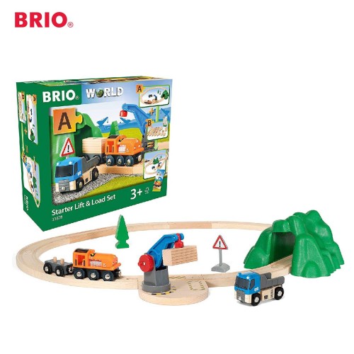 BRIO Starter Lift  Load Set - 33878 Premium Kids toys / Wooden Vehicle Transportation Miniature