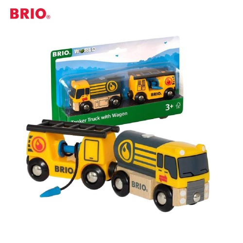 BRIO Tanker Truck with Wagon 33907 Premium Kids toys / Wooden Vehicle Transportation Miniature
