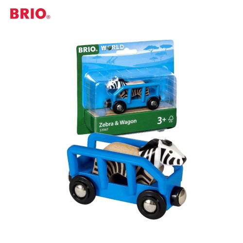 BRIO Zebra and Wagon - 33967 Premium Kid toys / Wooden Vehicle Transportation Animal Miniature