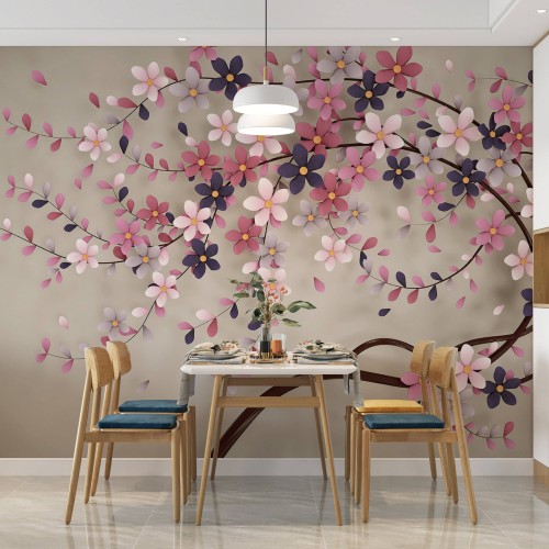3D Effect Floral Wallpaper / H..