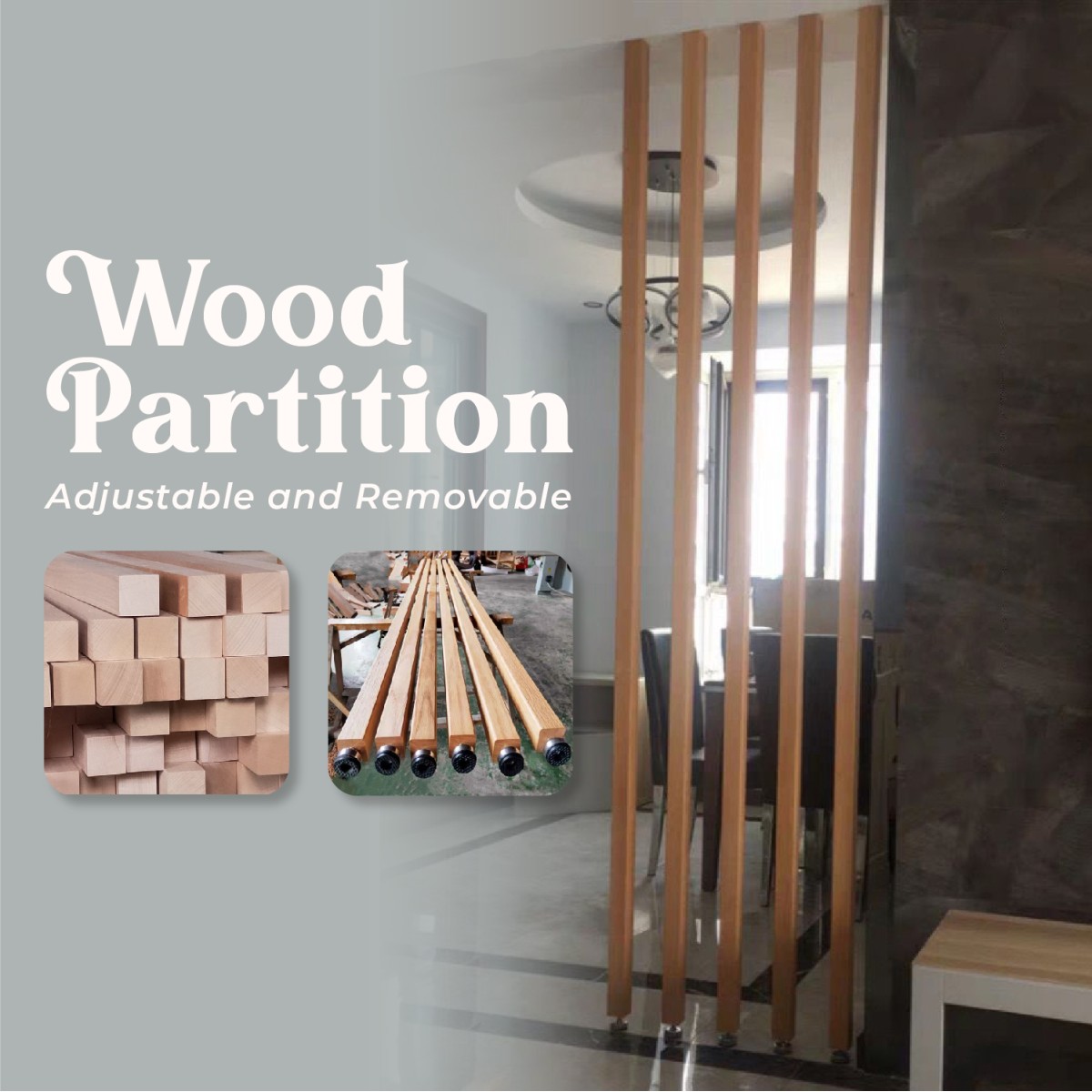 Adjustable and Removable Wood Partition / Wood Panel Home Decoration