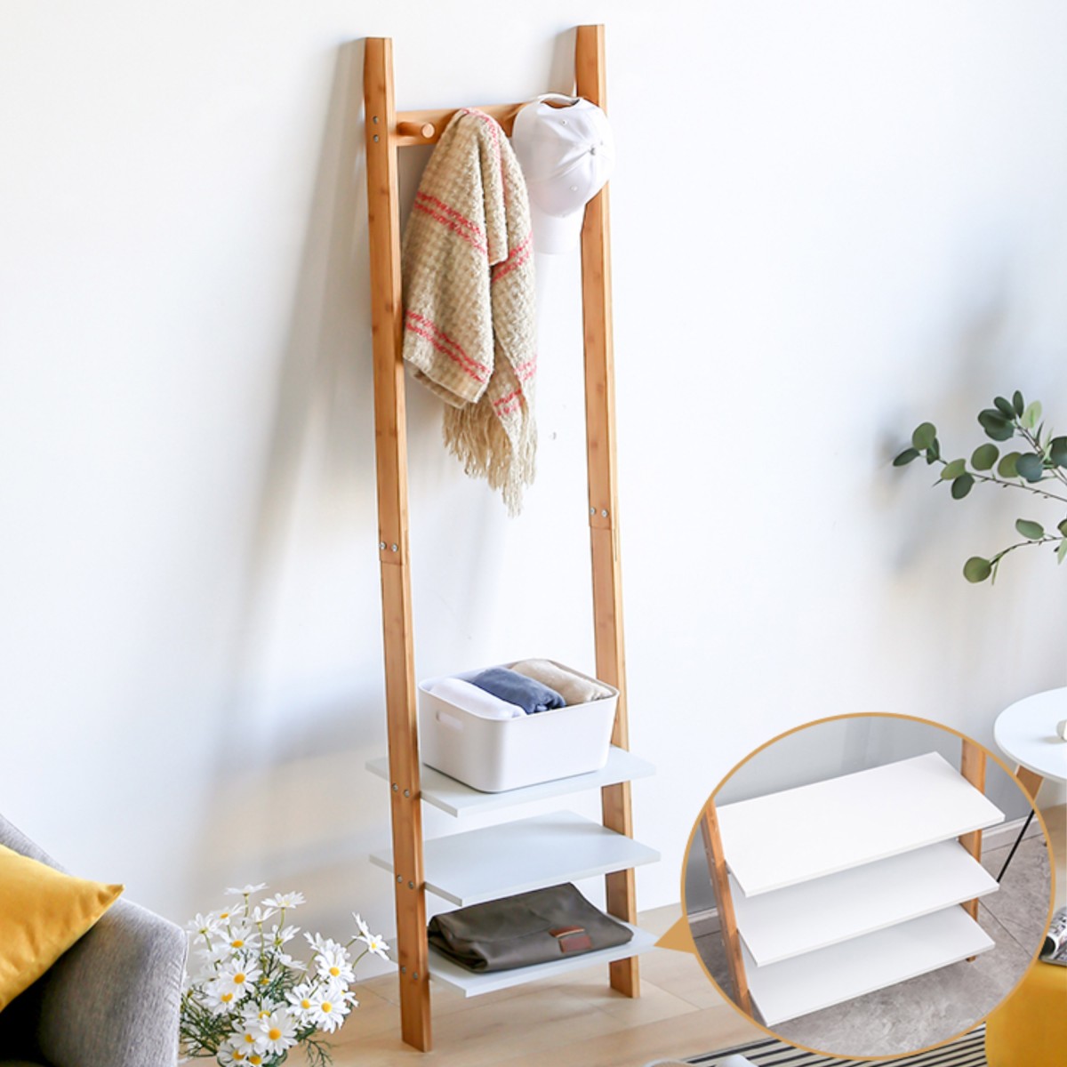 Clothes Rack Hanger Bedroom Bamboo Stand