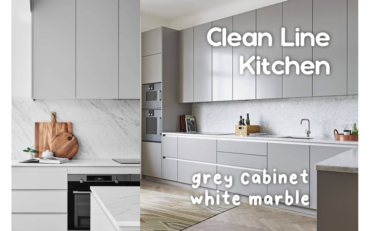 [Project] Makeover a Gray-White Marble kitchen cabinet with Infeel Laminate