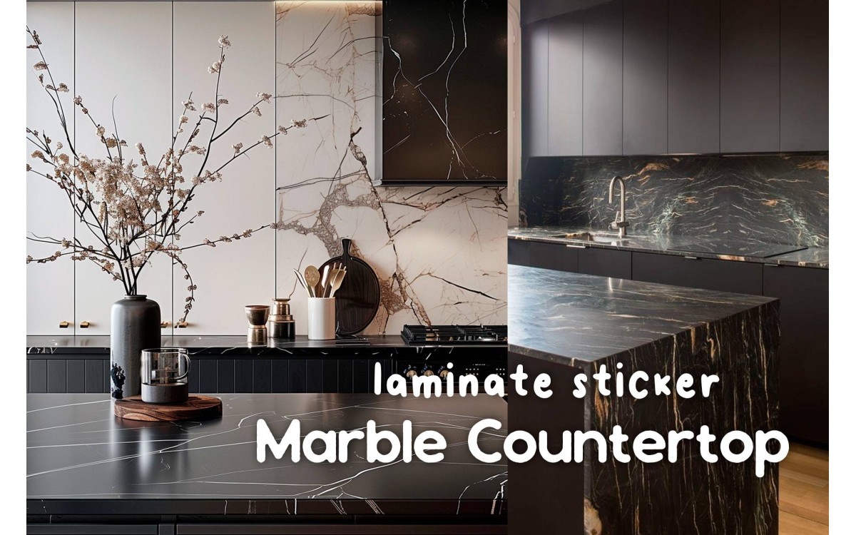 [Project] Black Mineral Stone Laminate Sticker for Kitchen Counter