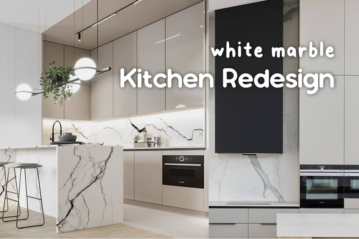 [Project] Redesign your kitchen with Infeel Laminate Sticker White Marble Kitchen
