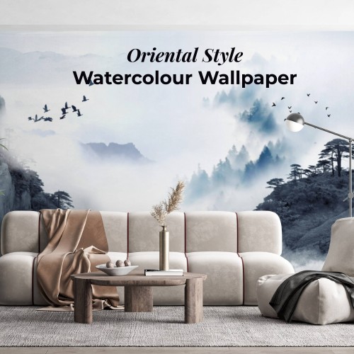 Oriental Style Watercolor Wallpaper / Home Wallpaper