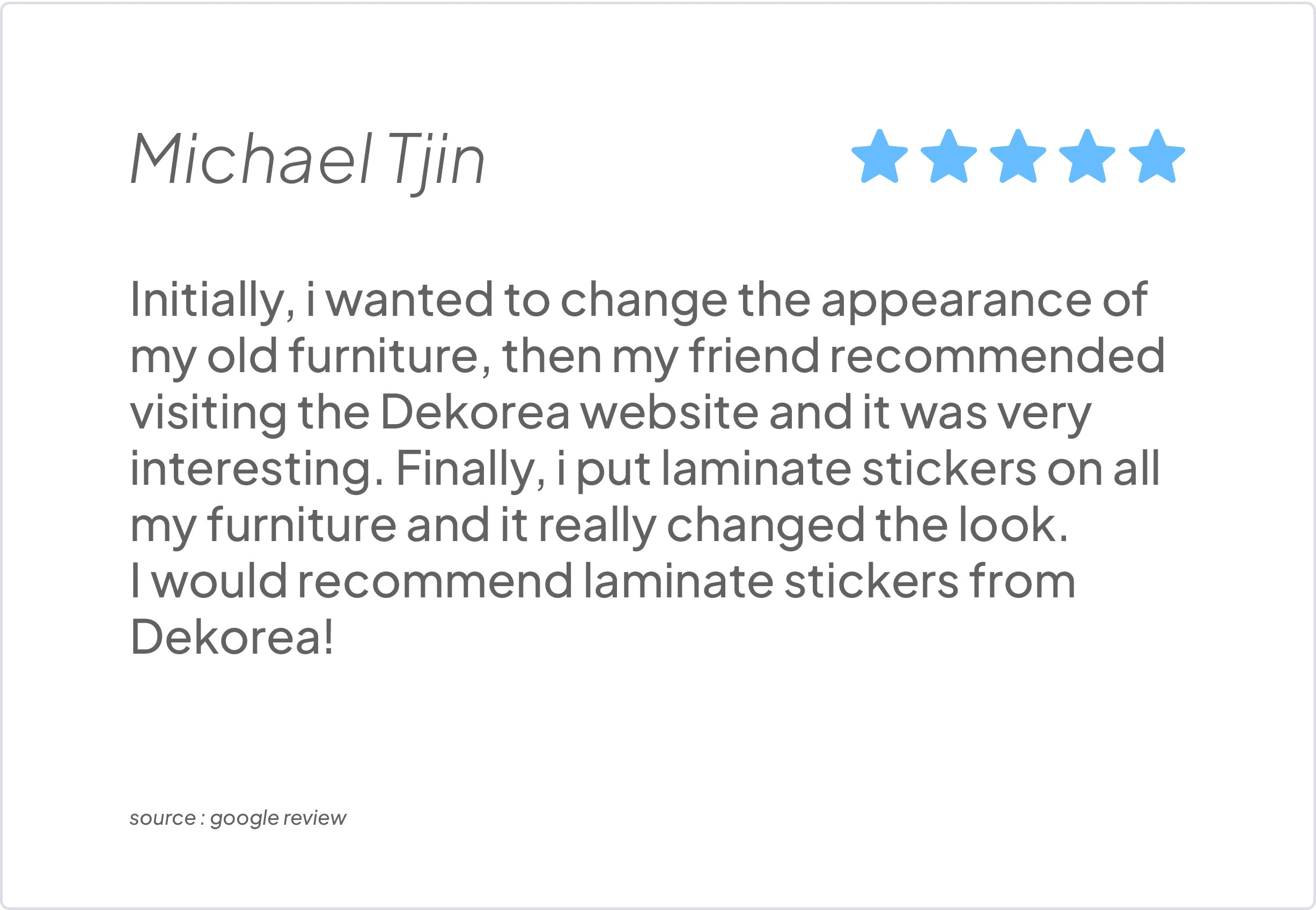Dekorea Testimonial